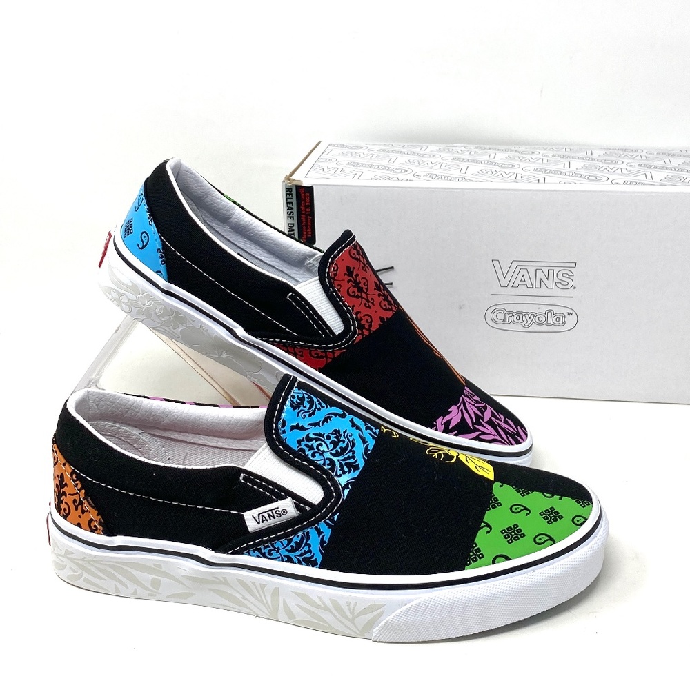 VANS Classic Slip On Crayola Women’s Canvas Skate Sneakers Size VN0A5JMHARZ